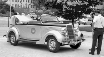 A 1935 Highway Patrol car donated to the North Carolina Transportation Museum in 1983. Courtesy of North Carolina Office of Archives and History, Raleigh.