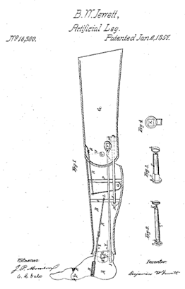 Patent for Jewett's artificial leg