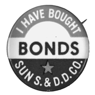 Individuals often wore buttons declaring that they had bought war bonds.