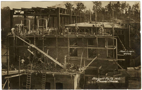 Blewett Falls, N.C., Power House, Nov. 1, 1911. Photograph by Frank Marchant. Image courtesy of Digital NC. 