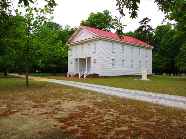 A 2013 photograph of the Old Bluff Presbyterian Church in Wade, which Farquhard Campbell helped found. Image from Flickr user Gerry Dincher.