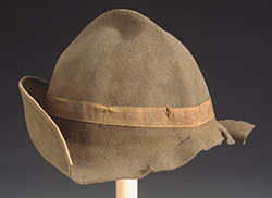 Thomas Lanier Clingman's hat, the brim sheared off by a shell at the Battle of Cold Harbor, 1864.