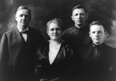 A photograph, circa 1918, of Josephus Daniels with his wife Addie Worth Bagley Daniels, and two of his four sons.  From the Library of Congress Prints & Photographs Online Catalog.