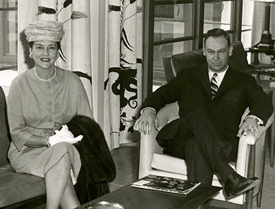 Thomas Austin Finch's widow,  Mrs. Ernestine Lambeth Mobley and his son, Thomas Austin Finch, Jr. at the 1958 dedication of the Thomasville Public Library. Henley, Lester. "Thomasville Public Library donors." Public Library History Files. State Library of North Carolina. 1958.