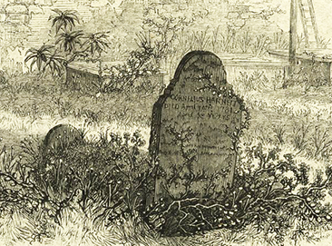 An engraving of Cornelius Harnett Jr's grave. Image from the New York Public Library Digital Gallery.