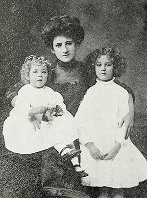 Minna Curtis "Barbara" Bynum, wife of Archibald Henderson, posing with two of her children, circa 1914. Image from the North Carolina Digital Collections.