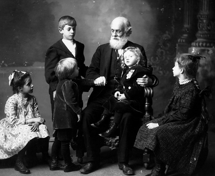 Snyder, Frank R. "Andrew Dousa Hepburn with his grandchildren 1903." Photograph. Oxford, Ohio. 1903-11. Photographs of Frank R. Snyder. Miami University Archives, Oxford, Ohio.