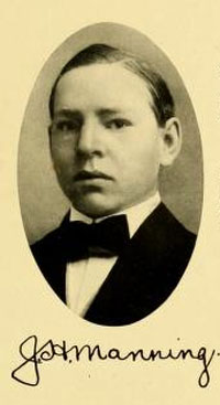 Senior portrait of John Hall Manning, from the 1909 University of North Carolina at Chapel Hill yearbook <i>The Yackety Yack,</i> Vol. IX, p. [49]. Published 1909, Chapel Hill, N.C. 