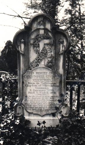 Gravestone of Christopher Gustavus Memminger in Flat Rock, near Hendersonville. Image from the North Carolina Museum of History.