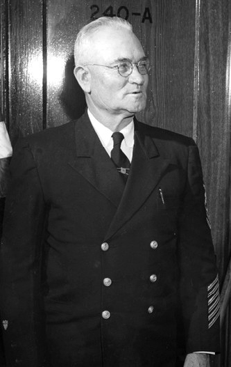 A photograph of Levene Westcott Midgett at his 1953 retirement. Image from the United States Coast Guard.