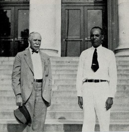 Dr. C. B. Smith (left) and J.W. Mitchell, at the Negro 4-H Short Course at A & T College, Greensboro.  From the "Annual Report of Agricultural Extension Work in North Carolina 1938." NCSU Libraries’ Digital Collections: Rare and Unique Materials.