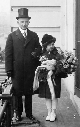 Governor Cameron Morrison and his daughter Angelia on his inauguration, 1921. Image from the North Carolina Museum of History.