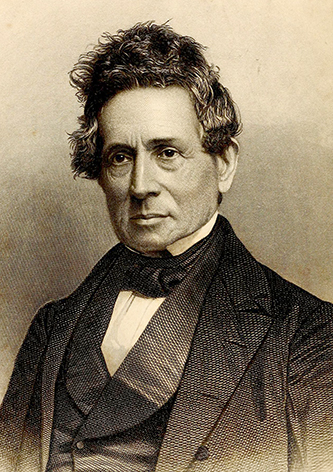 An 1860 engraving of Deniston Olmstead. Image from Archive.org.