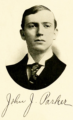 John J. Parker's college yearbook photograph and signature from 1907. Image from University of North Carolina at Chapel Hill.