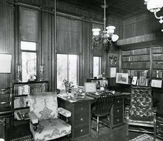 A 1953 photograph of the library of Richmond Hill in Asheville. Image from the North Carolina Museum of History.