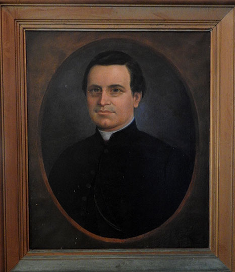 "Portrait of Monsignor John Virtue", painted by Josiah Pender in 1860. From the collection of the St. George's Historical Society, St. George's, Bermuda.  Presented in NCpedia by permission.