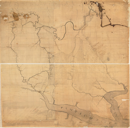 Country between the Roanoke and Pungo Rivers, surveyed by Jonathan Price and Woodson Clements.  From the collections of the State Archives of North Carolina.  Presented by North Carolina Maps at the University of North Carolina at Chapel Hill.