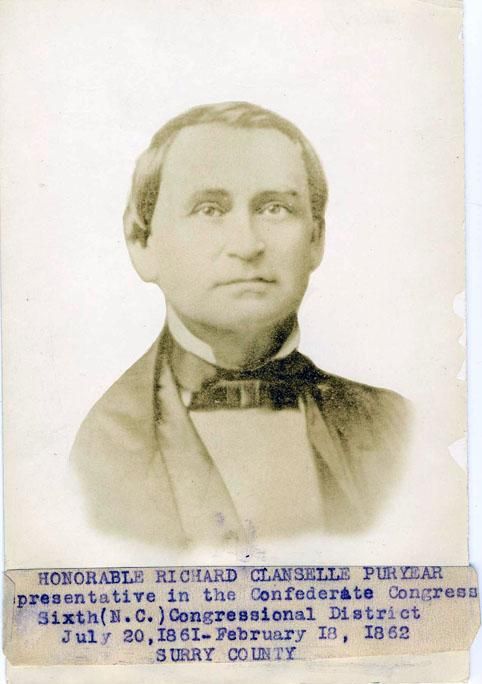 Richard Puryear, Representative in the Confederate Congress.  Photograph, Item H.1914.347.6, from the North Carolina Museum of History.  Used courtesy of the North Carolina Department of Cultural Resources. 