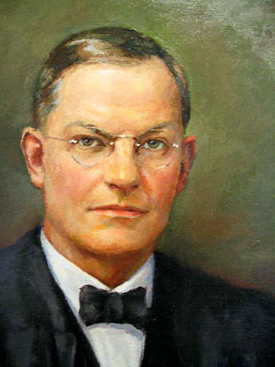 Detail of a 1953 portrait of Judge Walter Price Stacy. Image from the North Carolina Museum of History.