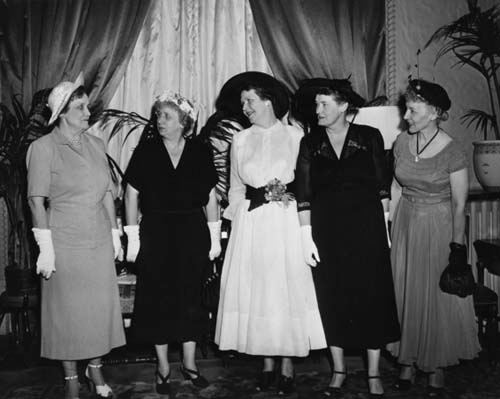 Mrs. Truman with Democratic Women, including Tillett 1950. Image courtesy of Truman Library photographs.