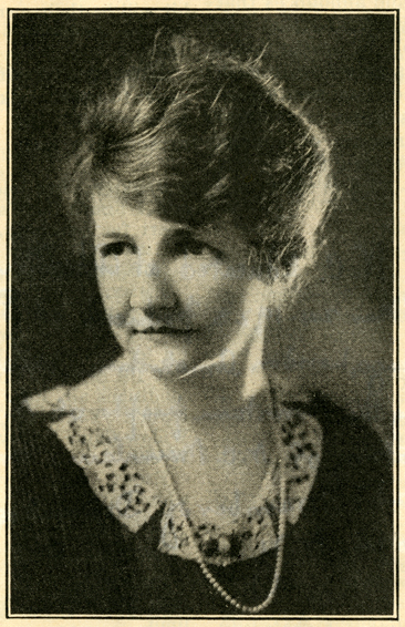 Photographic portrait of Lula Vollmer, circa 1922-23, from "Such is Life in Carolina: 'SUN UP' A play of Carolina Perfecto Flavor By Lula Vollmer," in <i>Current Opinion,</i> December 1923.  From the collections of the Government & Heritage Library, State Library of North Carolina. 