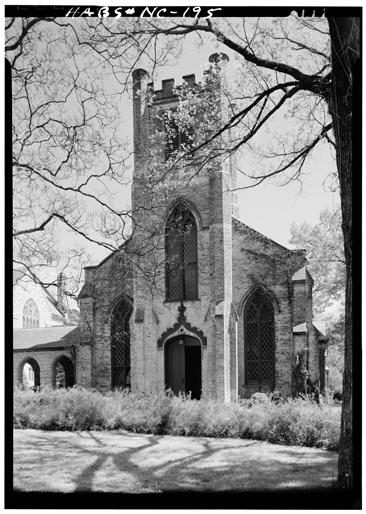 Photographic image of Chapel of the Cross, Chapel Hill, NC, by Jack E. Boucher, March 1962.  From the Historic American Buildings Survey, Library of Congress, Prints & Photographs Online Catalog.  Thomas Winecoff was rector at Chapel of the Cross from 1897-98. 