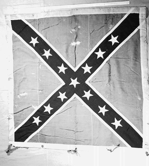 CSA flag with 'J.N. WHITFORD' written on top. Associated with the 67TH Regiment, NC Troops. Courtesy of the NC Museum of History. 