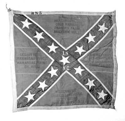 confederate battle flag of North Carolina. It features stars and stripes in an x pattern. 