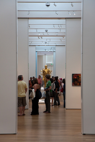 Visitors inside the North Carolina Museum of Art