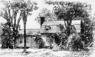 This 1887 drawing is perhaps the earliest likeness of the Joel Lane House. North Carolina Collection, University of North Carolina at Chapel Hill Library.