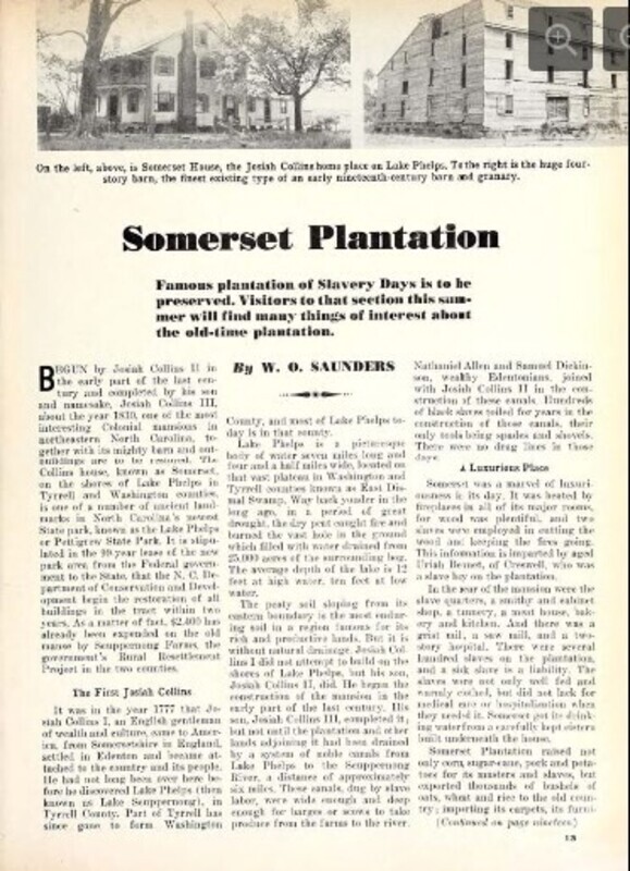 Article about Somerset Plantation