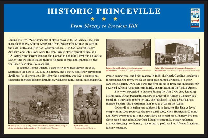 A sign discussing the creation and growth of Princeville.