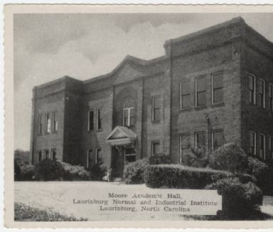 Moore Academic Hall, Laurinburg Normal and Industrial Institute, Laurinburg, North Carolina. Image courtesy of North Carolina Post Card Collection, UNC Libraries.   