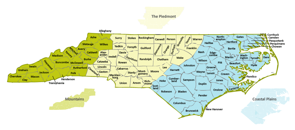 Our State Geography in a Snap: Three Regions Overview  NCpedia