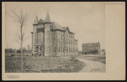 Postcard of the Independent Order of Odd Fellows Orphan Home in Goldsboro, N.C. "Publ. for C.F. Griffin, Goldsboro, by the Albertype Co., Brooklyn, N.Y." Image courtesy of ECU Libraries.