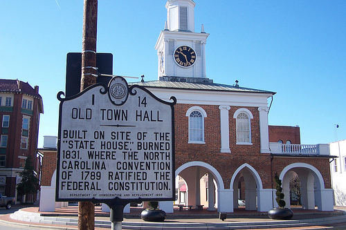 &quot;Old Town Hall Historical Marker.&quot; February 5, 2009. Available from: Flickr Commons user Stephen Conn.