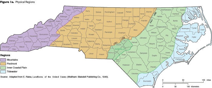 North Carolina Regions Map Our State Geography in a Snap: Three Regions Overview | NCpedia