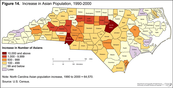 Figure 14: Increase in Asian Population, 1990-2000