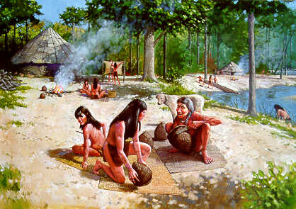 Painting of early American Indian potters