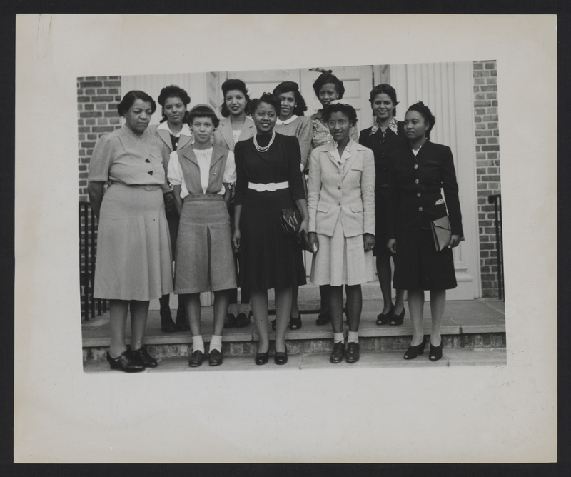 Photographs of executive council and state officers. Future Homemakers of America collection, 1929-1984, includes correspondence, reports, news clippings, lists of officers, audits, programs, budgets, photographs, and other records on the history of Future Homemakers of America, New Homemakers of America, and Home Economics Related Occupations. New Homemakers of America, a club for African Americans, merged with Future Homemakers of America when school segregation ended.