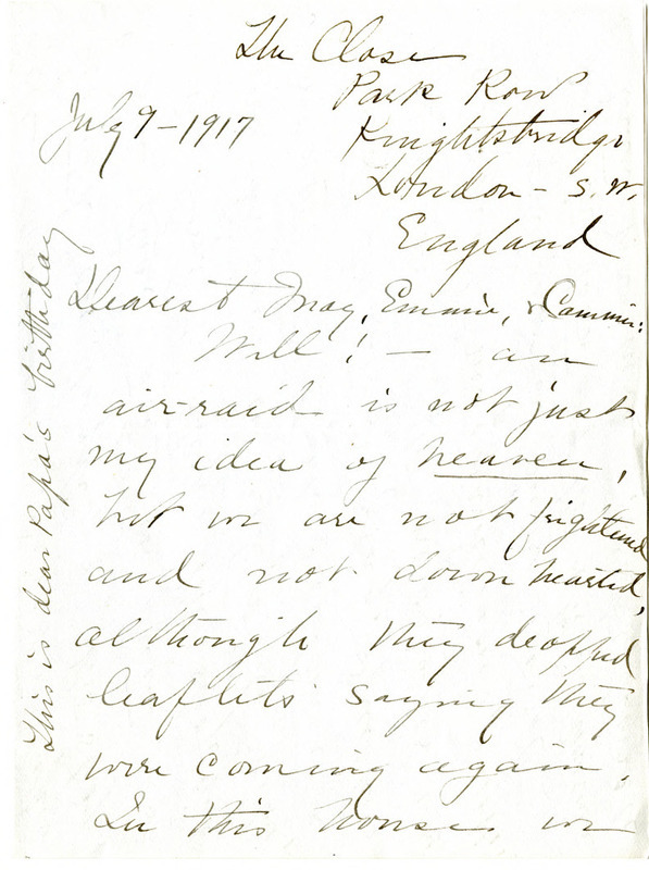 Elizabeth Earl Jones and May Frances Jones were sisters from Asheville (Buncombe County), North Carolina, who volunteered in Europe during World War I. Elizabeth had been in England since 1916, before the United States joined the war, and stayed on throughout the conflict. She volunteered with the "American Ladies' Red Cross Aid Committee" visiting wounded soldiers in hospitals and worked at the Y.M.C.A. "Eagle Hut" in London. May traveled to France in November 1918 and was a canteen worker and hut secretary for the Y.M.C.A. group embedded with the 318th Machine Gun Battalion, 81st Division, U.S. Army.