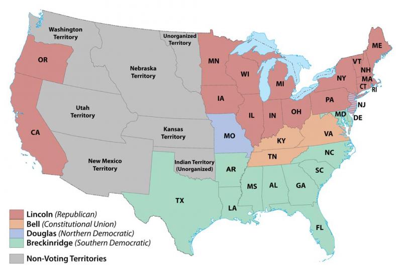 1860 U S Electoral Map NCpedia   1860 Electoral Map Rev 