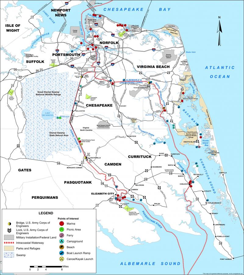 Map Of The Atlantic Intracoastal Waterway NCpedia   AIWW Map 