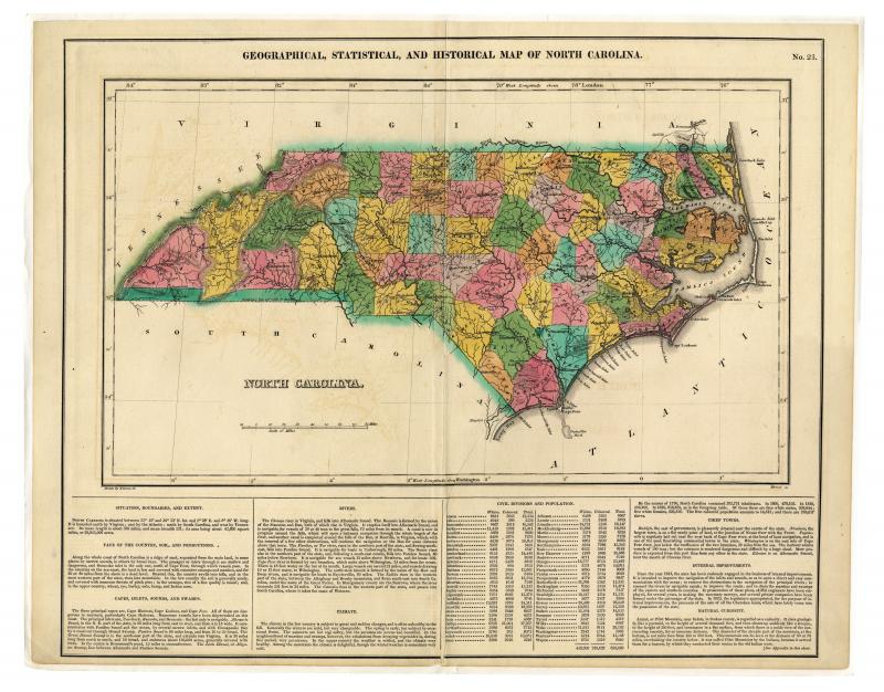 Geographical, statistical, and historical map of North Carolina (1823 ...