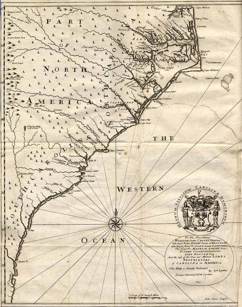 1709 map of North Carolina | NCpedia