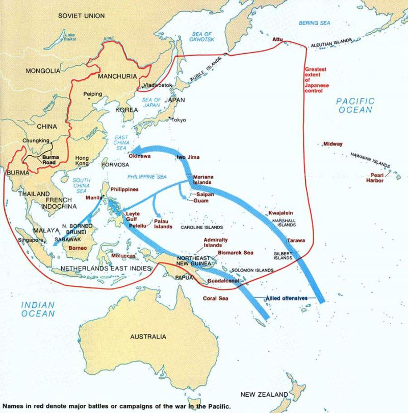 Map of World War II in the Pacific | NCpedia