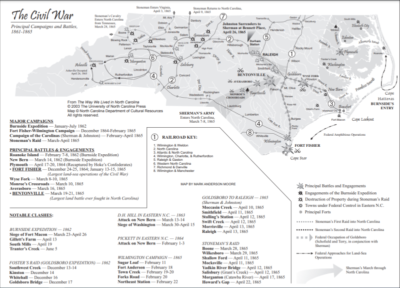 Map of the Civil War in North Carolina | NCpedia