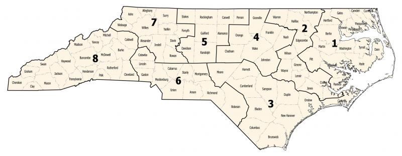 North Carolina congressional districts, 1872-1883 | NCpedia