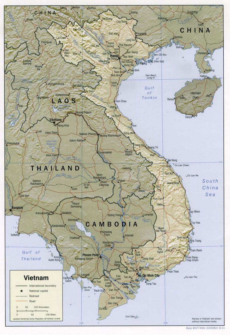 Vietnam: Shaded Relief Map (2001) | NCpedia