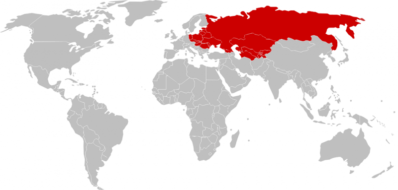 Warsaw pact nations (Robinson projection) | NCpedia